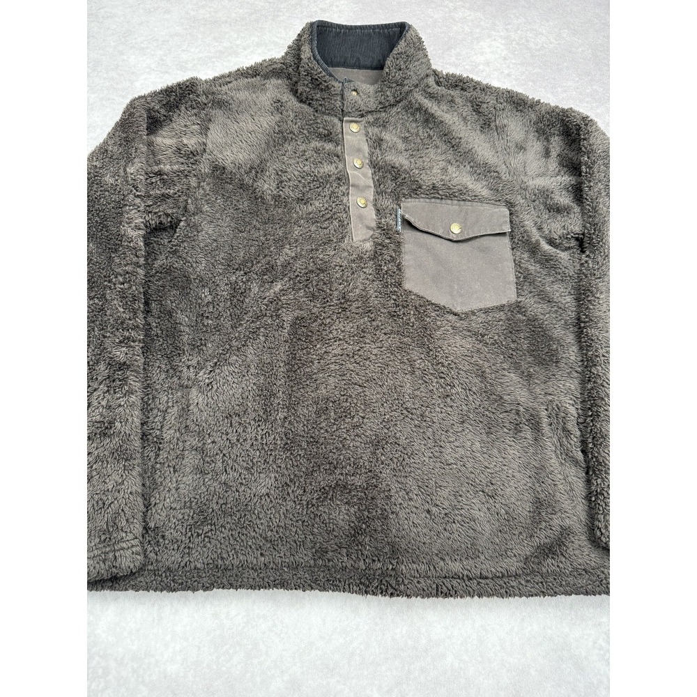 Outback Trading Company Pullover Mens Large Fuzzy Fleece Snap Henley‎ Warm Shirt